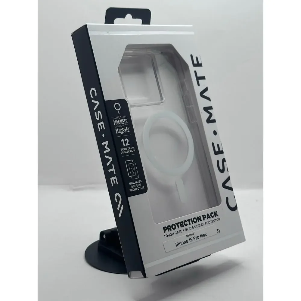 Case-Mate Protection Pack iPhone 15 Pro Max Clear/White MagSafe Case NWT